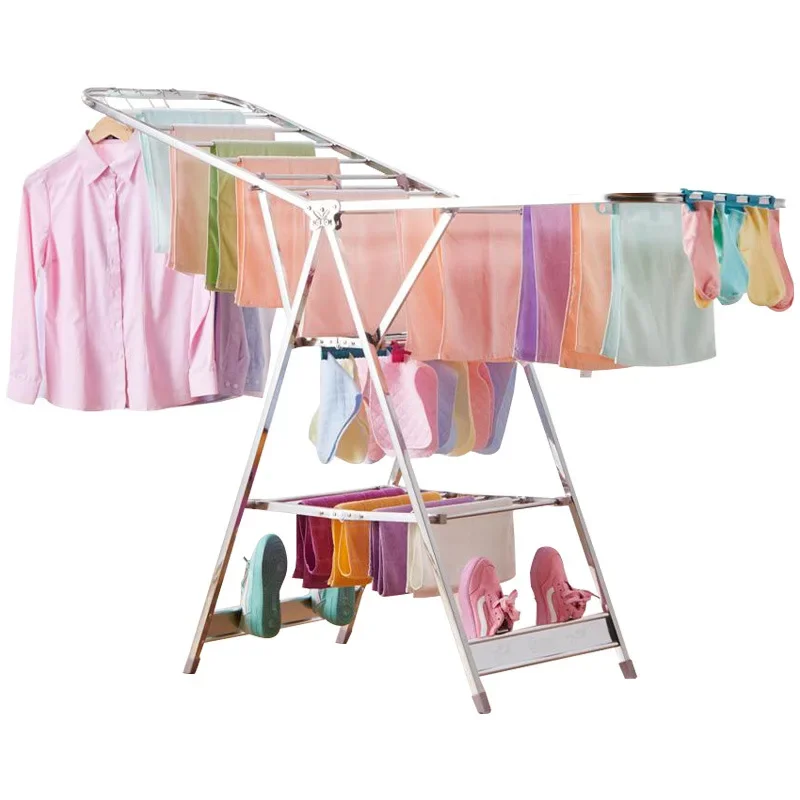 Folding baby clothes rack, floor to ceiling, indoor and outdoor clothes rack, retractable balcony, stainless steel clothes rack,