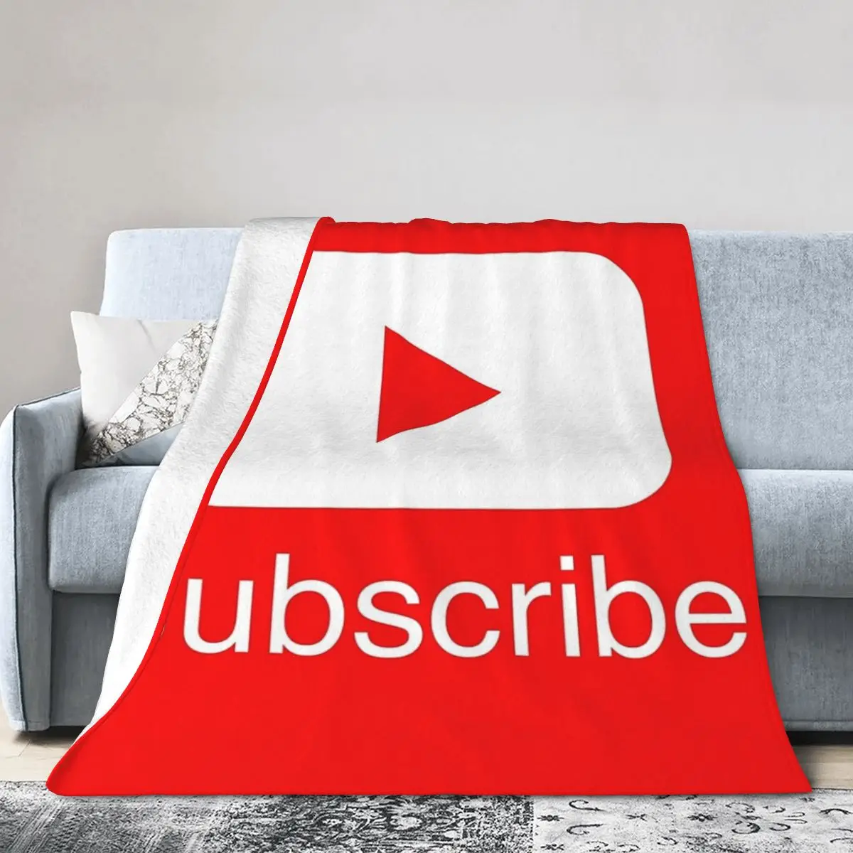 You Tube Subscribe Play Button Blanket Soft Warm Flannel Throw Blanket Cover for Bed Living room Picnic Travel Home Sofa