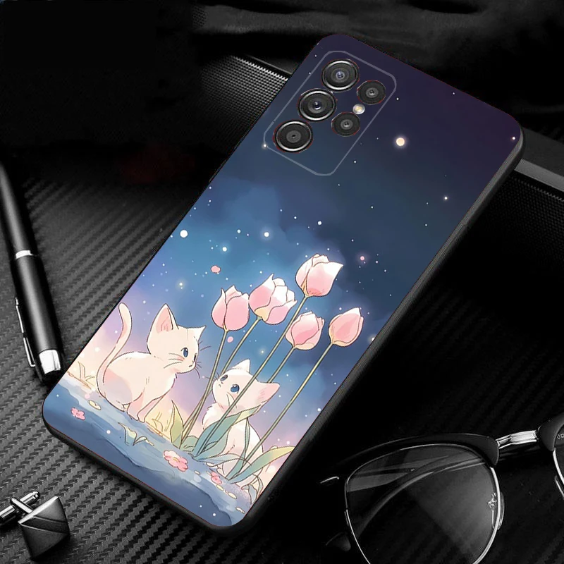 かわいい猫のスマホケース Samsung A35 A55 A54 A15 A25 A05s A05 A22 A24 A52 A33 A34 M34 M14 M54 M23対応