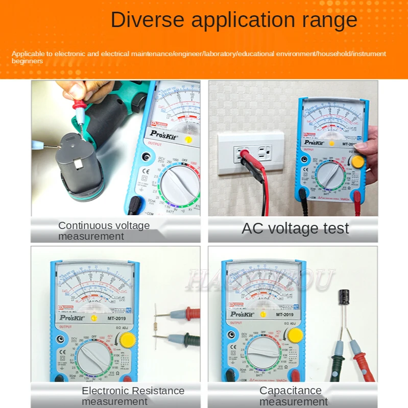 Free Shipping ProsKit MT-2019 Protective Function Analog Multimeter Safety Standard Professional Ohm Test Meter Tester Analog