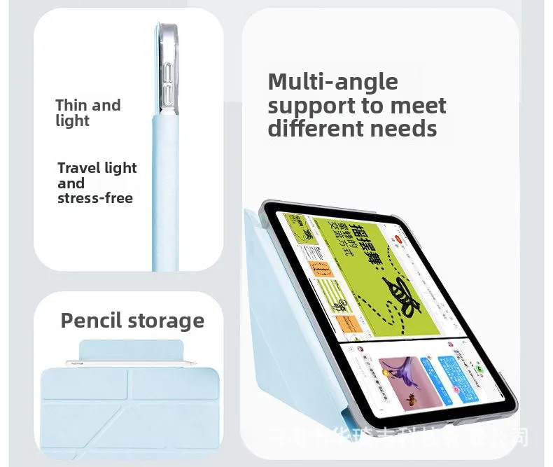 Y-Fold PC-Hülle für iPad Pro 11 Mini 6 10.2 10.9 mit Auto-Wach-/Schlaf-Funktion Stoßfeste Hartschale – Detail 4