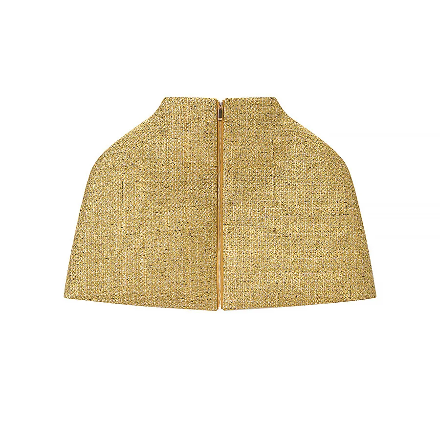 Women's Fashion Simple Short Sequin Vest Gold Tweed High Waist Mini Skirt For Women Elegant A Line Short Skirt Party Wear 0ZE8