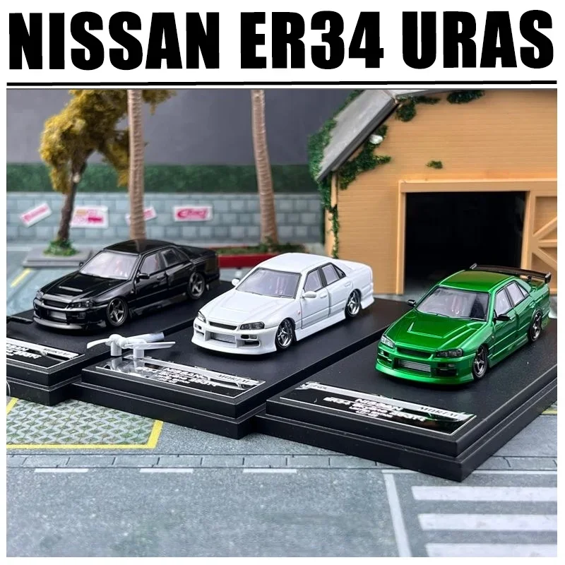 Sterfelijke schaal 1/64 NISSAN ER34 URAS legering speelgoed motorvoertuig gegoten metalen model geschenken