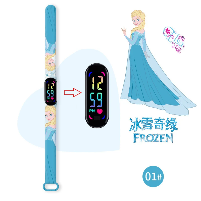 Montres Disney Frozen pour enfants, bracelet en silicone, coloré, léger, étanche, horloge à quartz