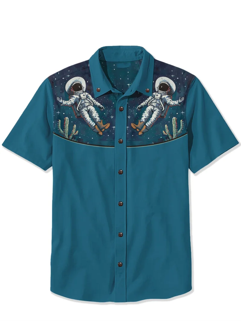 Men's Gathering Pattern Shirt, Independence Day Feeling, 3D Printed Short Sleeved Shirt, Boys' Summer Shirt