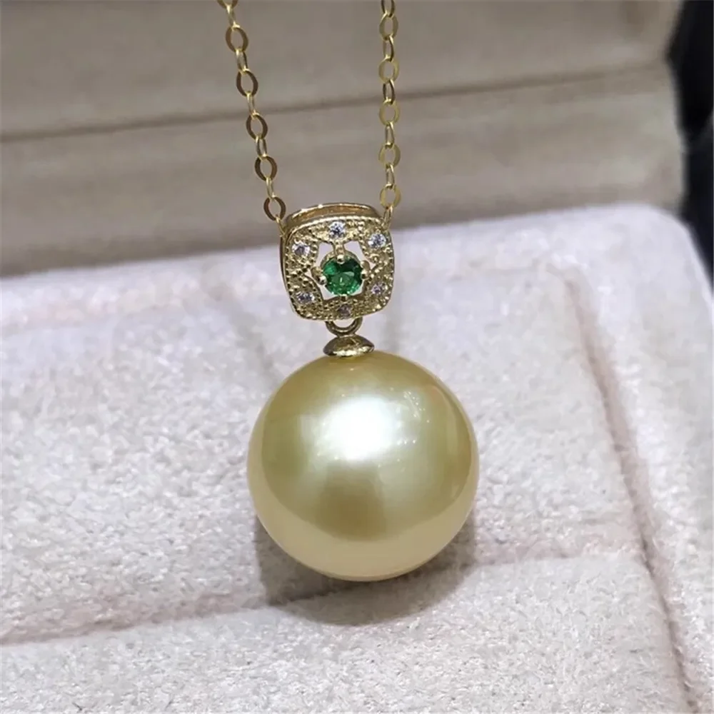 

DIY Accessory G18K Gold Pendant Empty Support Emerald Pearl Pendant Necklace Pendant Can Be Paired Fit 10-13mm G109