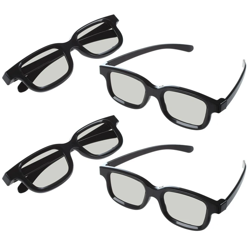 4X 3D Glasses Circular Polarized Passive 3D Stereo Glasses Black for LG Cinema 3D TV's