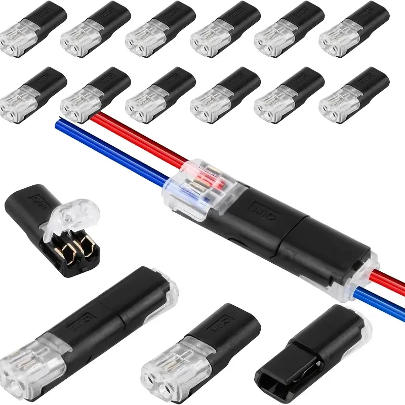 10/20/30/50/100 حزمة واحدة H2 2-Pin موصل سلك توصيل سريع، كتلة طرفية للاتصال السريع من النحاس المعزول من النايلون، مناسبة لكابل الجهد المنخفض، بدون أوضاع طاقة، بدون مكونات إلكترونية