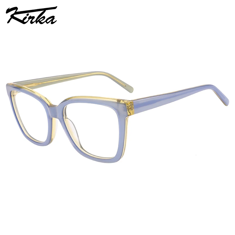 

Kirka Female Eyewear Acetate Rectangle Laminating Colors Frames Optical Prescription Glasses Thin Temples Glasses WD1321