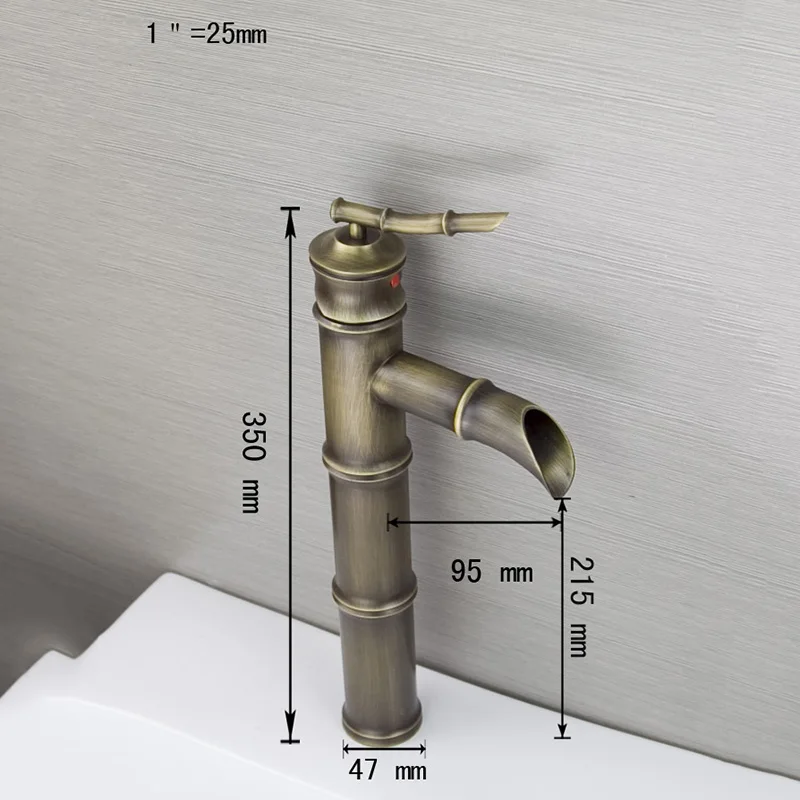 MONITE رواية بالوعة الحمام صنبور الخيزران نمط ثقب واحد مكافحة الأعلى بالوعة الصنابير العتيقة والأسود الساخن الباردة صنبور حوض خلاط