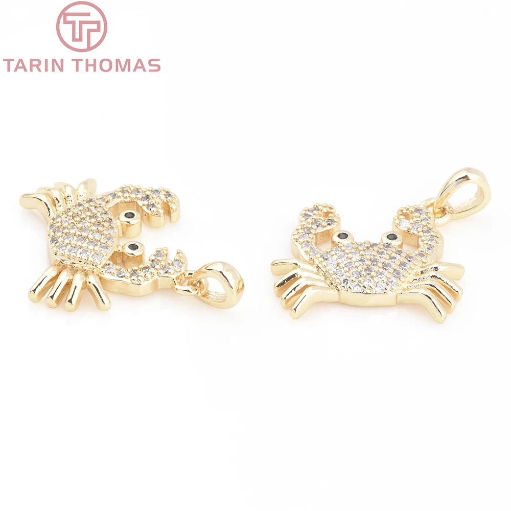 (9755) 4PCS 17x18MM 24K Gold Farbe Messing mit Zirkon Krabbenförmige Anhänger Hohe Qualität DIY schmuck Machen Erkenntnisse Zubehör – Detail 13