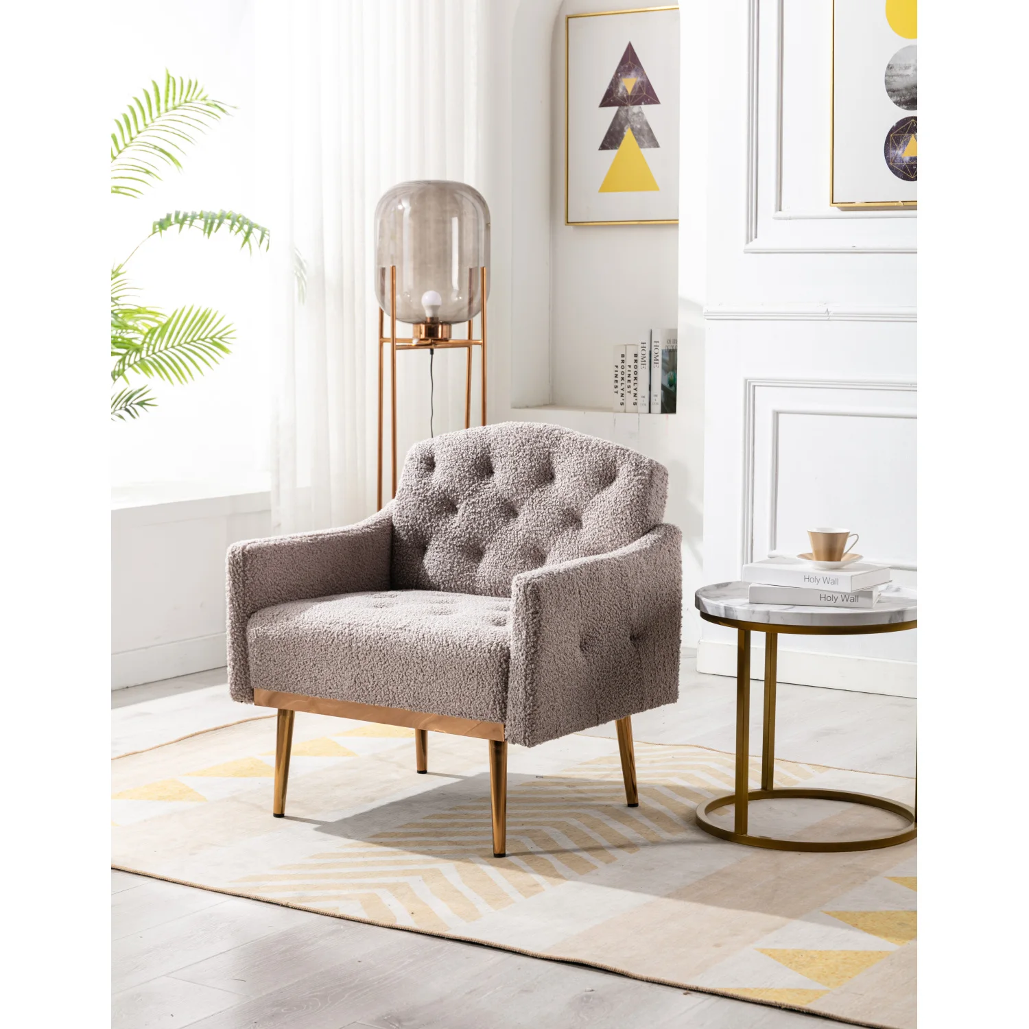 COOLMORE Accent Chair, Rose Golden Feet Single Sofa, Leisure Chair