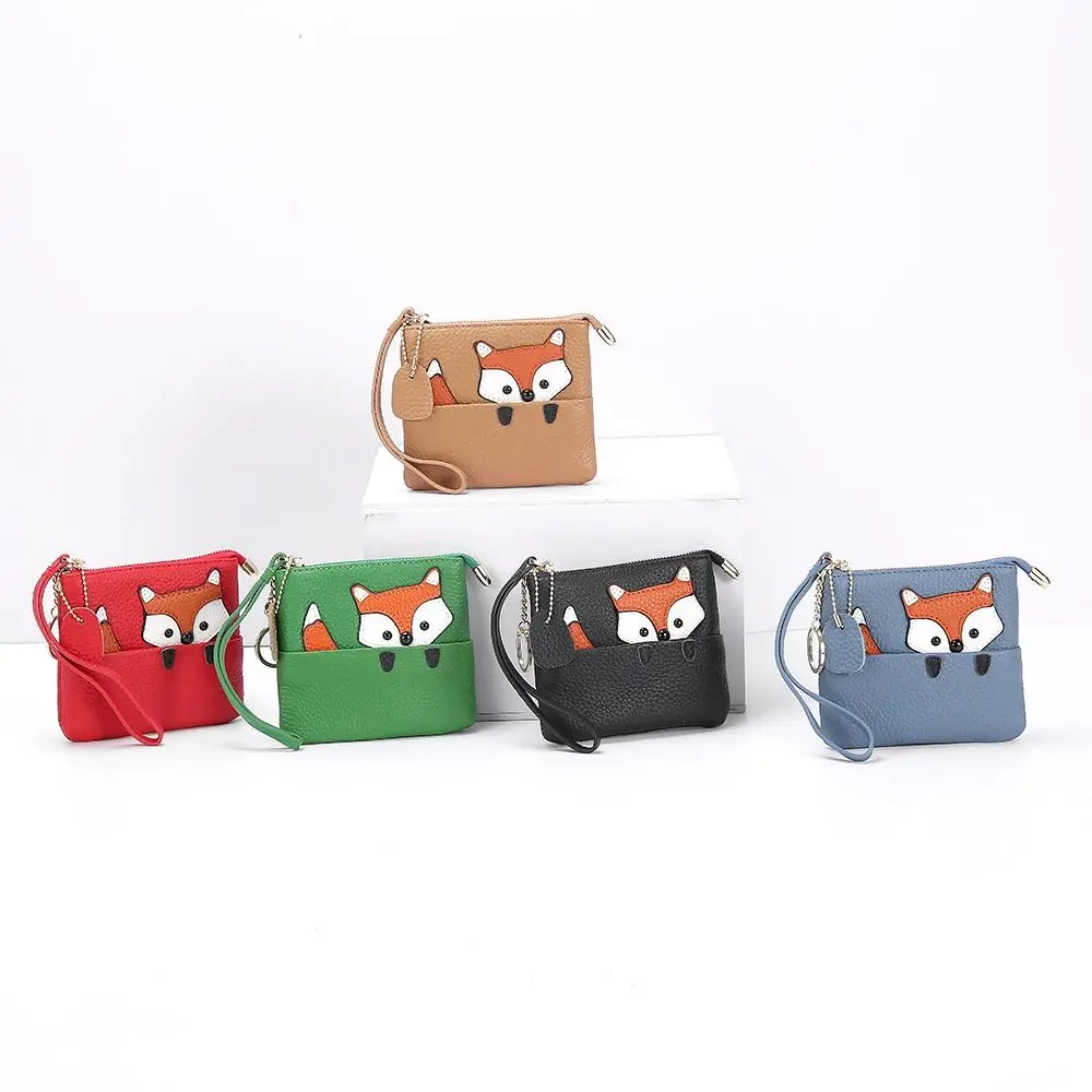 

Portable PU Leather Cartoon Coin Bag Ultrathin Zipper Money Bag Solid Color ID Card Holder