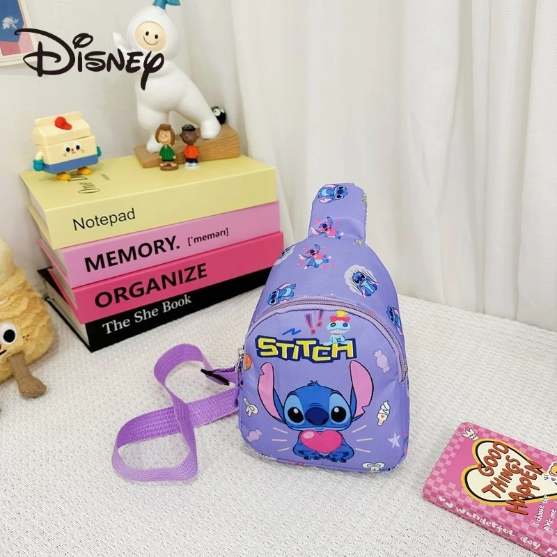 Lilo และ Stitch Disney เด็กกระเป๋า Kawaii การ์ตูนอะนิเมะพิมพ์อุปกรณ์เสริมกระเป๋า Crossbody สําหรับชายและหญิงไหล่กระเป๋า