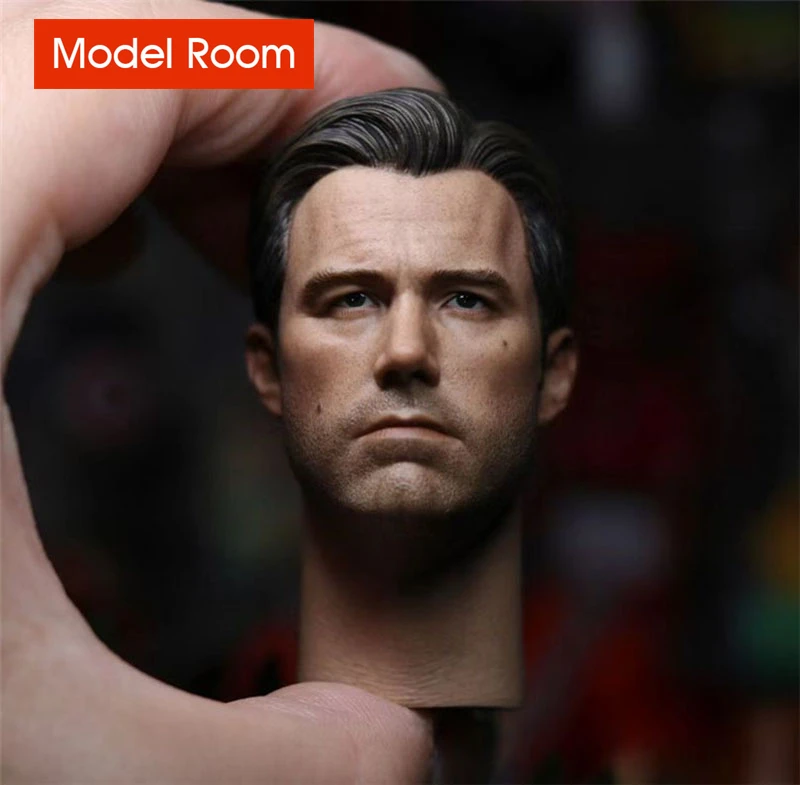 1/6 Bat Hero Ben Affleck Head Sculpt with Extra Collar Head Carving Model Fit 12'' Male Soldier Action Figure Body