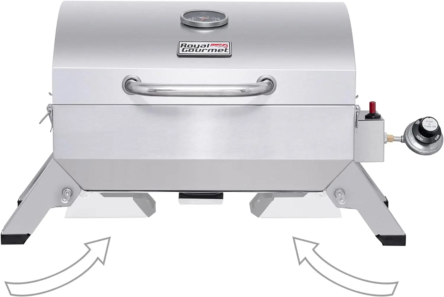 

GT1001 Stainless Steel Portable Grill, 10000 BTU BBQ Tabletop Gas Grill with Folding Legs and Lockable Lid