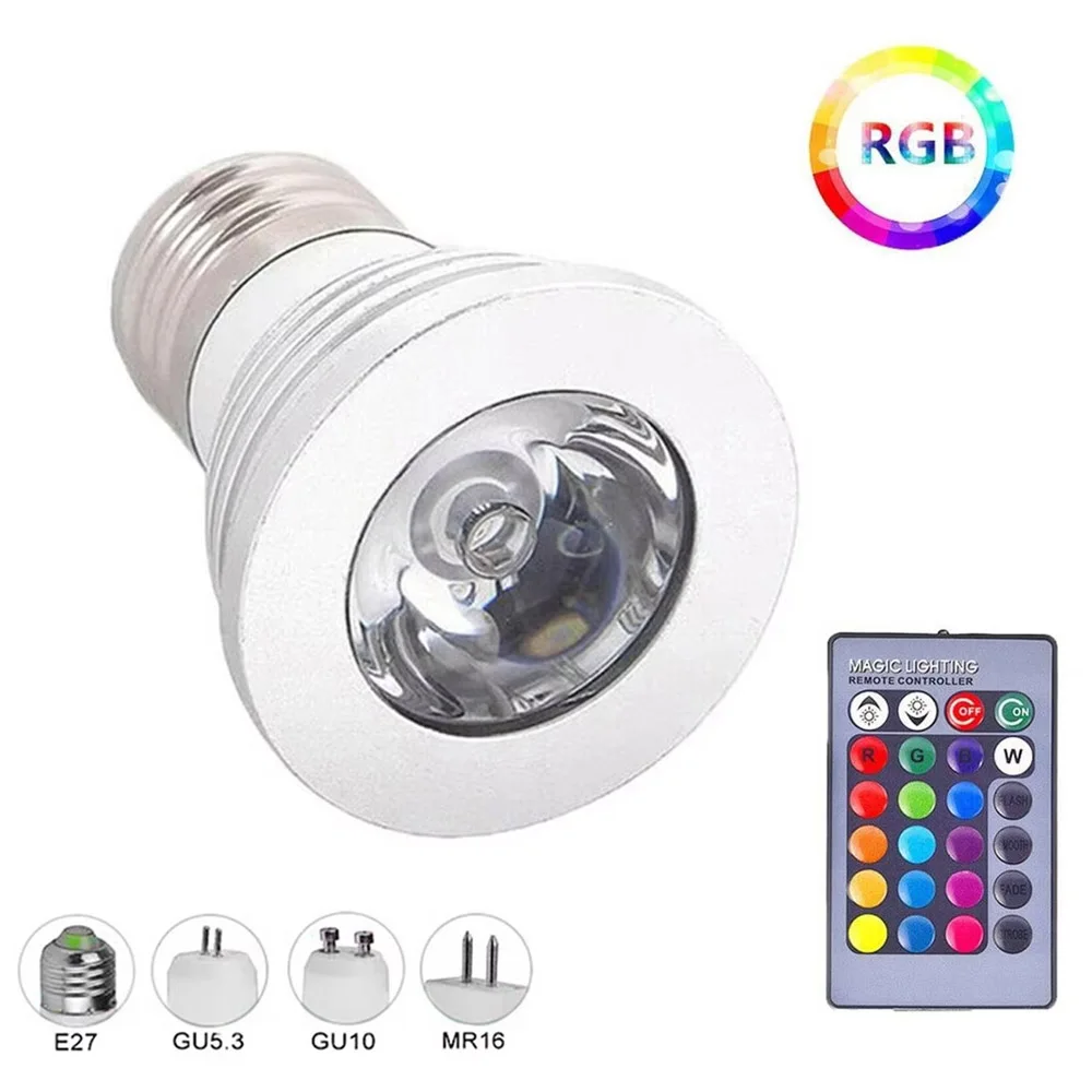 LED Spotlight With Remote Control Downlight Fittings Ceiling GU5.3 Power Night Bulbs 110V Lamp Room Bulb Home COB 12V 3W