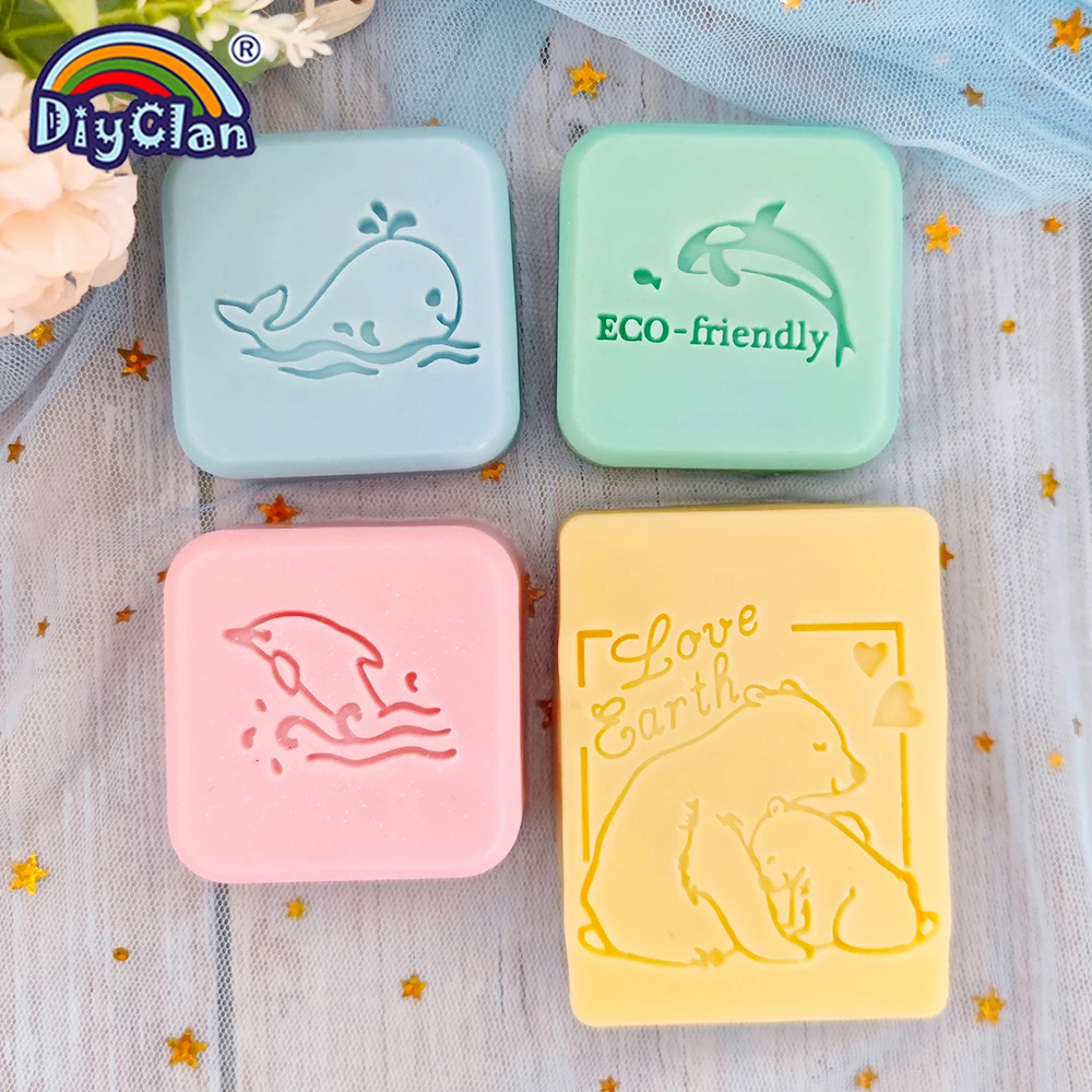 Cute Dolphin Pattern Soap Stamp Love Earth Polar Bear Dolphi
