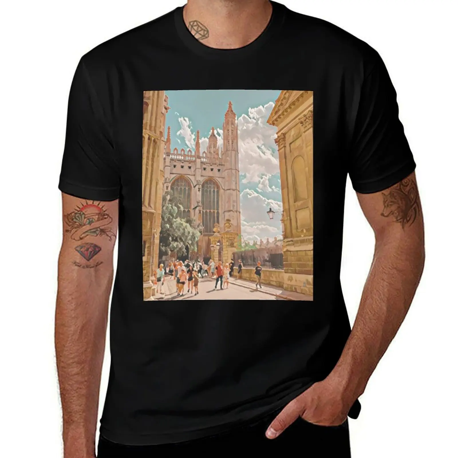 

Kings College, Cambridge T-Shirt black cotton t-shirt plain for man package t shirts for man slim fit T-Shirt