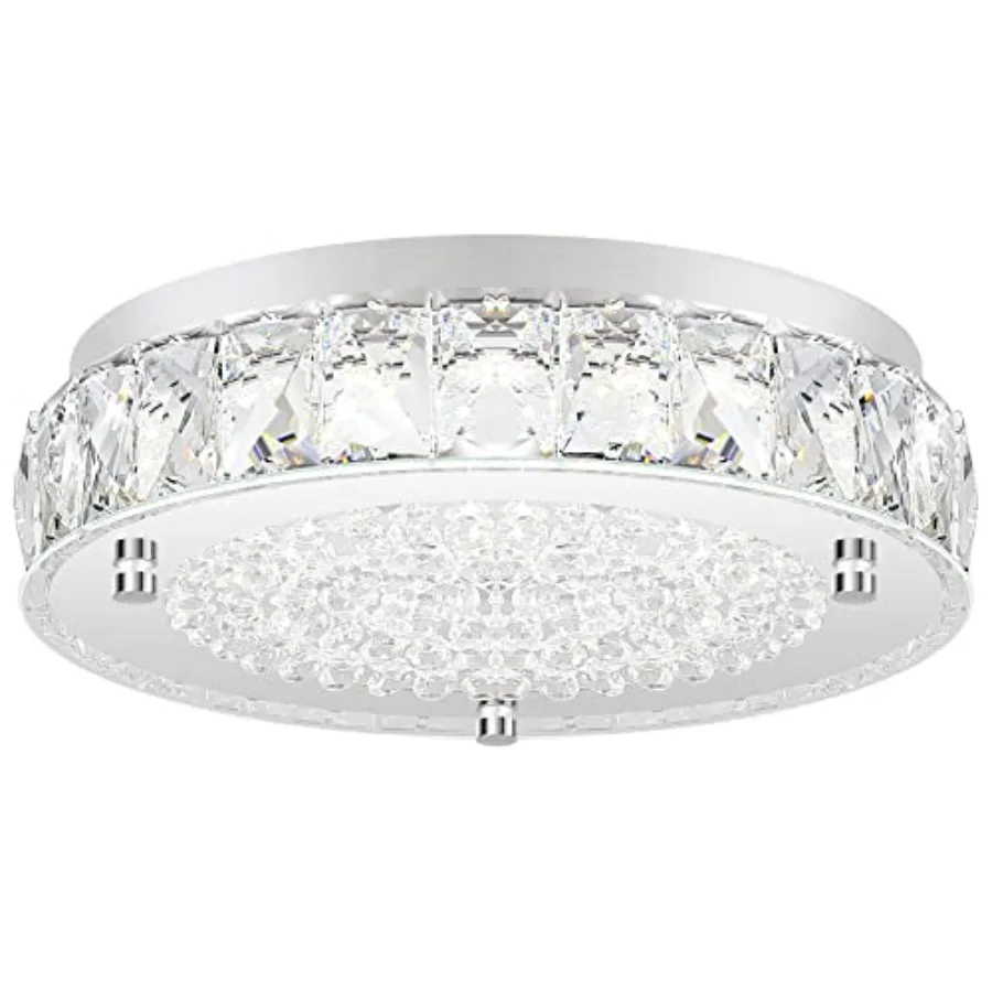 

Crystal Chandeliers Flush Mount LED Ceilg Light Fixture, 5000K Daylight White Super Bright 1980LM Dimmable Farmhouse Kitchen Li
