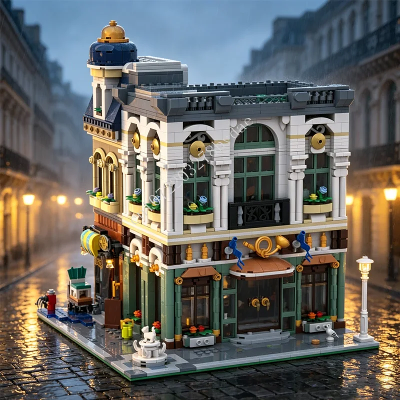 2843 PCS European Modular City Street Post Office Architecture Building Blocks Assembly Model Educational Gift For Adults Decor