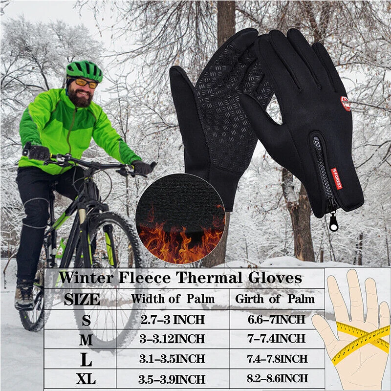 Guantes cálidos de invierno para pantalla táctil, resistentes al agua, a prueba de viento, antideslizantes, para ciclismo, esquí y deportes