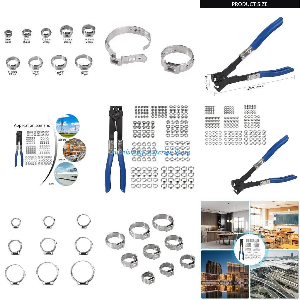 مجموعة مشابك خرطوم أذن واحدة من الفولاذ المقاوم للصدأ Y5GD مع كماشة ونطاقات واسعة قابلة للتعديل مناسبة للاستخدام الصناعي للسباكة #1