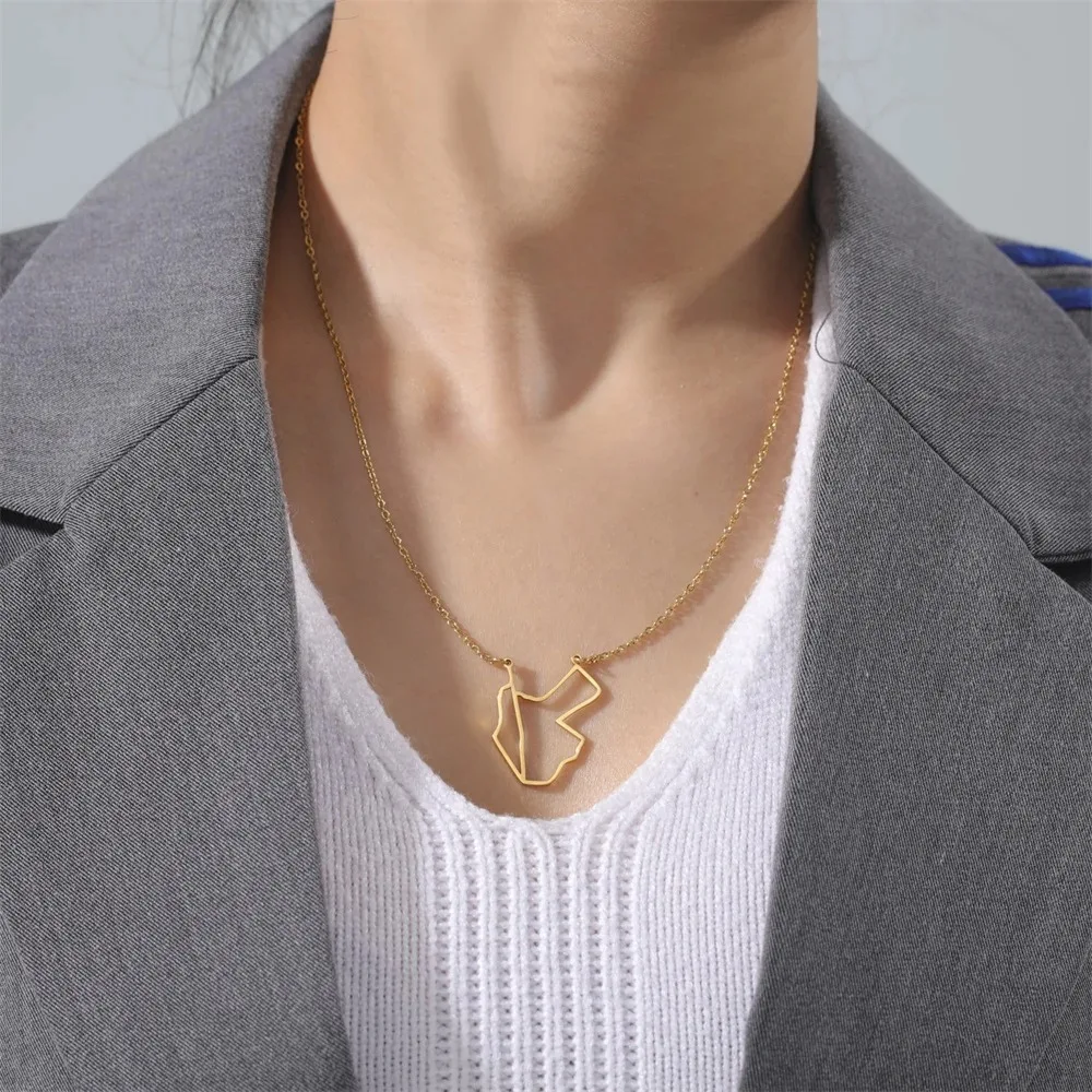 Cazador Hollow Jordan Palestine Map Necklaces Jewelry 2025 Stainless Steel Pendant Necklace for Women Anniversary Birthday Gift - view 5