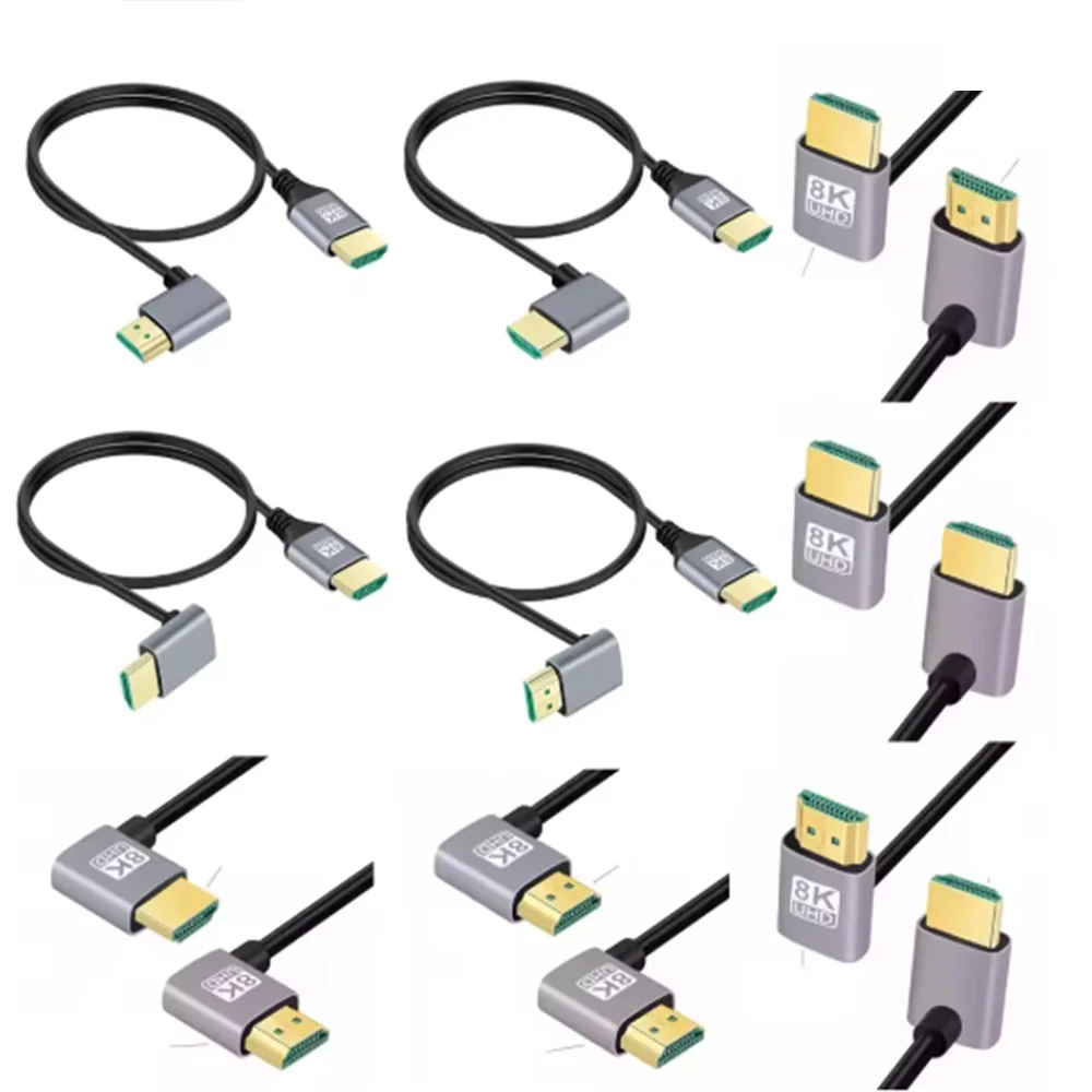 

8K HDMI 2,1 В кабель между мужчинами и мужчинами, угол 90 градусов, 8K HDTV кабель для телевизора, ноутбука, проектора PS4 PS5 Hdmi Switcher Hdmi Splitter