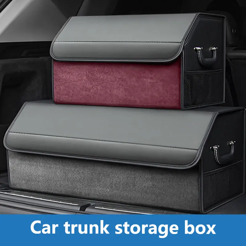 

Car Suede Trunk Organizer Large Capacity Leather Foldable Storage Box Portable Multifunctional Tool Organizer Car Accessories