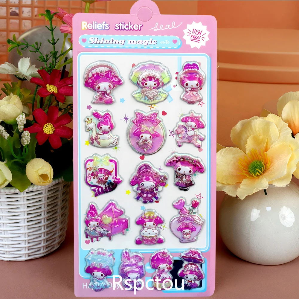 4 قطعة Kawaii الكرتون سانريو ثلاثية الأبعاد فقاعة ملصقات لطيف Kuromi بلدي ميلودي الإغاثة منتفخ ملصق سجل القصاصات الغيتار الهاتف الشارات لعبة هدية