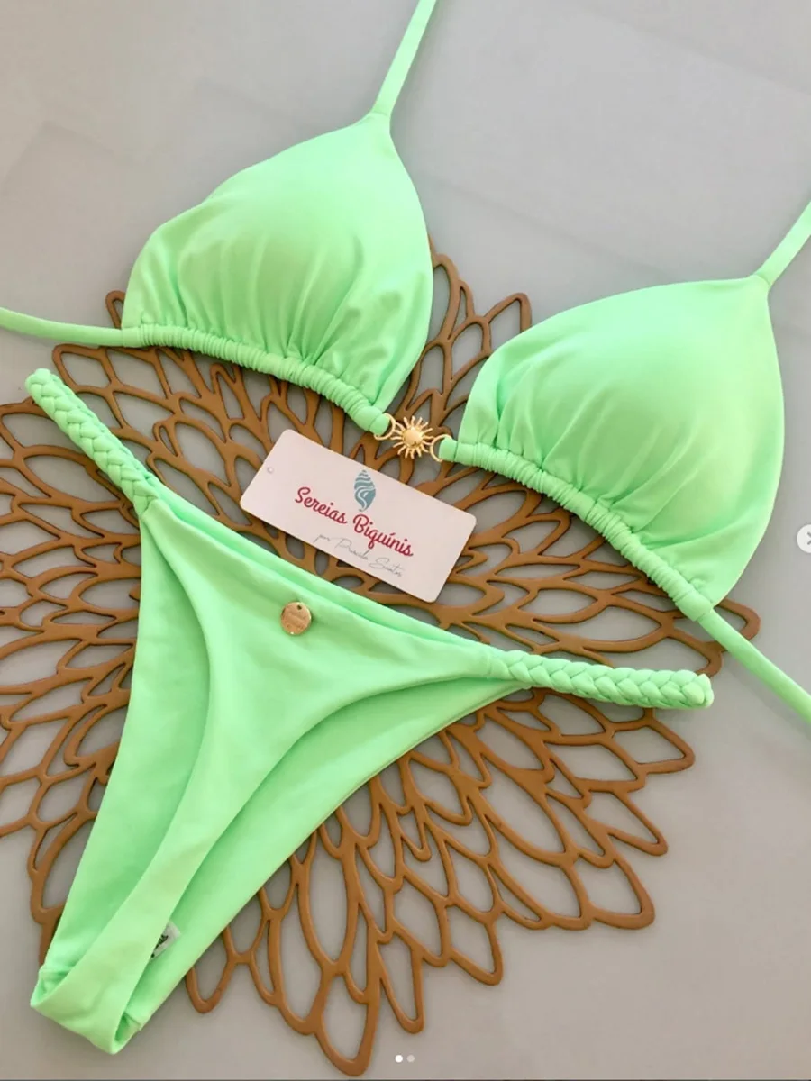 Micro Bikini Push Up trajes de baño para mujer 2025 traje de baño Sexy conjunto de Bikini brasileño Halter Biquini trajes de baño Tanga ropa de playa femenina