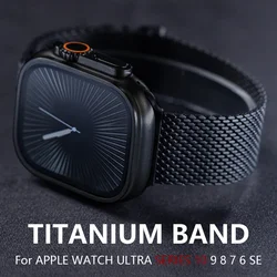 Titanium Band for Apple Watch Ultra 3 49mm Series11 10 9 8 7 6 Natural Titanium Milanese Loop for IWatch Secure Parachute Buckle