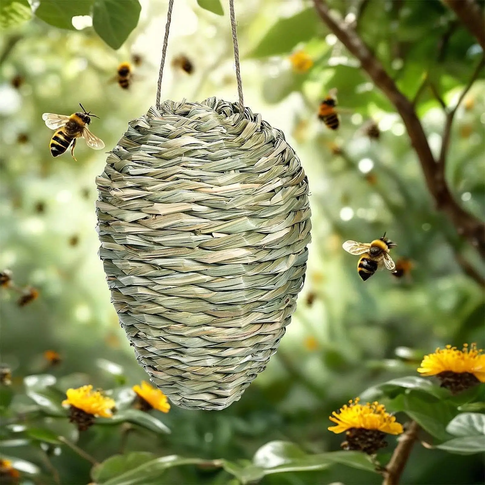 Bee Nest Decoy Easy to Use Insect Protection Premium Fake Bee Nest Decoration Outdoor Hanging for Garden Eave Patio Yard Home