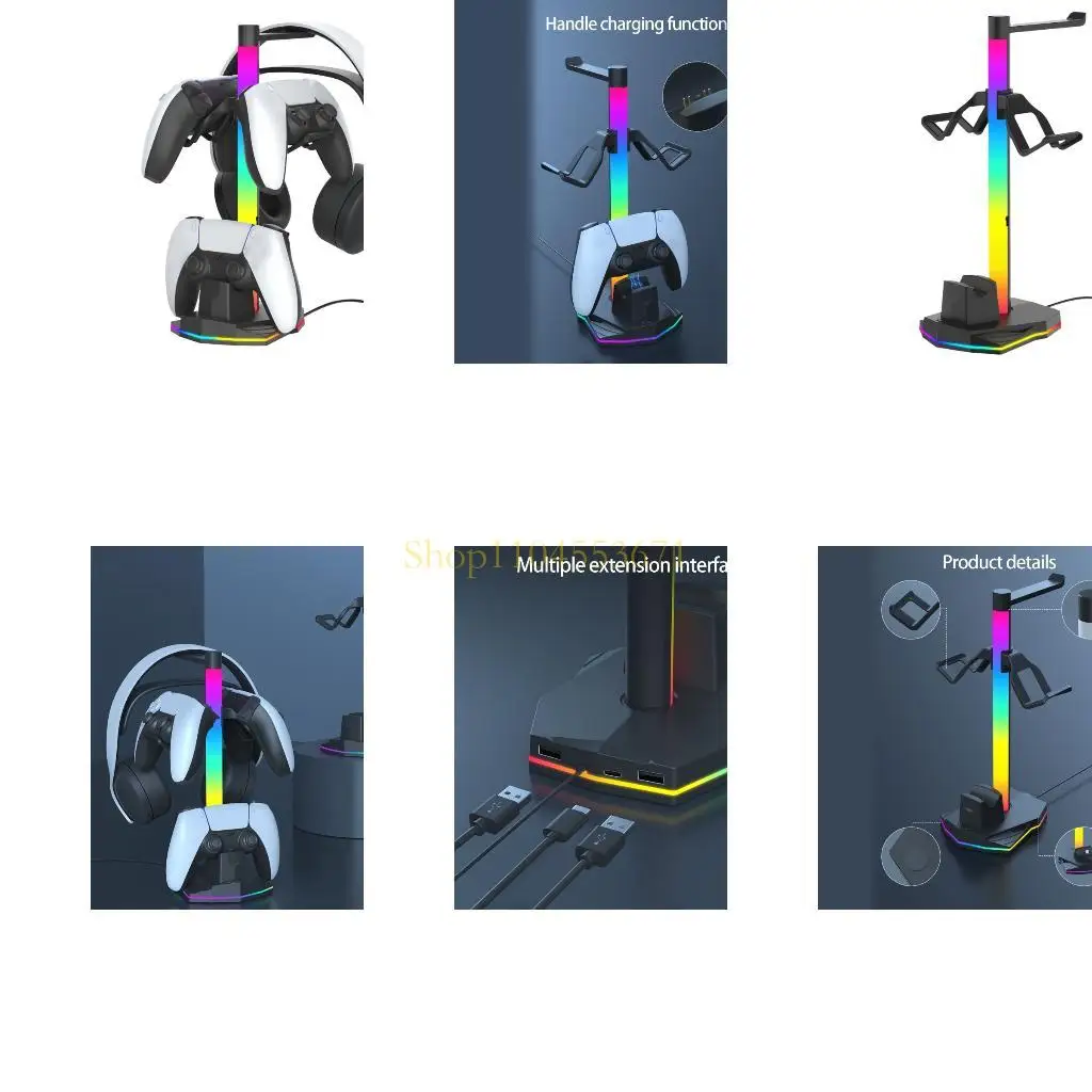 

Best Seller Controller Charging Stand with Led Light and Headset Holder for P5 Gaming Setups
