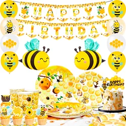 69PCs Bee Party Decorations, Hombae  Bee Day Themed Birthday Party Decorations-Backdrop Balloon  Banner Tablecloth Cake etc