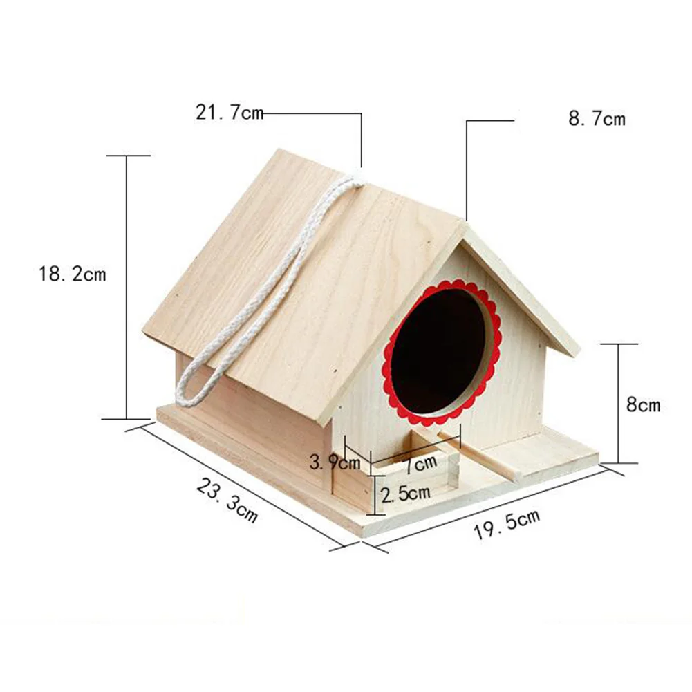 Wooden Hanging Birdhouse Small Outdoor Garden Parrot Bird Nest Wooden Bird House Bird Cage accessories Pet Supplies Garden Patio