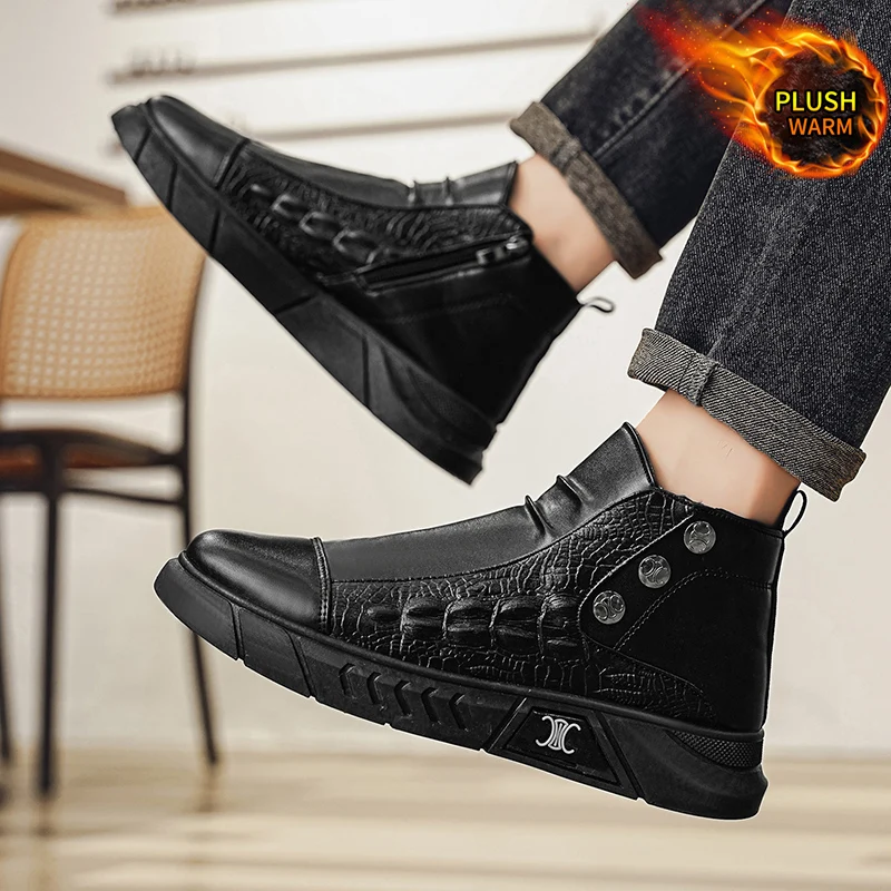 

Spring Autumn New Fashionable Men's Sneakers Retro British Style Versatile High Top Casual Shoes Outdoor Work Work Clothes Shoes