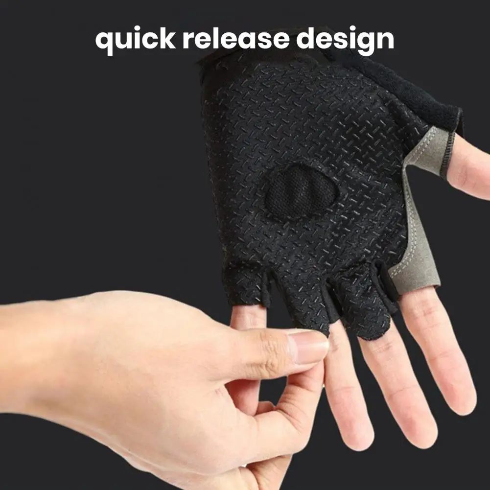 1 Pair Cycling Bike Gloves Fastener Tape Half Finger Bicycle Gloves Fingerless Gym Training Gloves Anti-slip Sports Glove