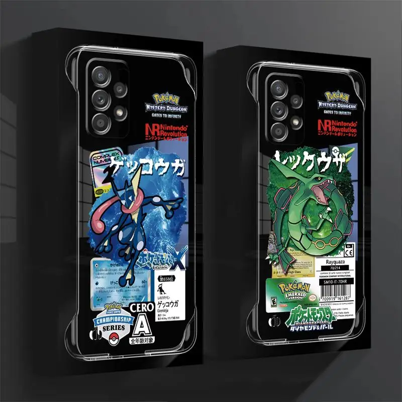 phone case for Samsung Galaxy A52 A14 A51 cases A13 A55 A52s A15 A53 borderless cooling clear funda Pokemon Emerald Greninja Sac