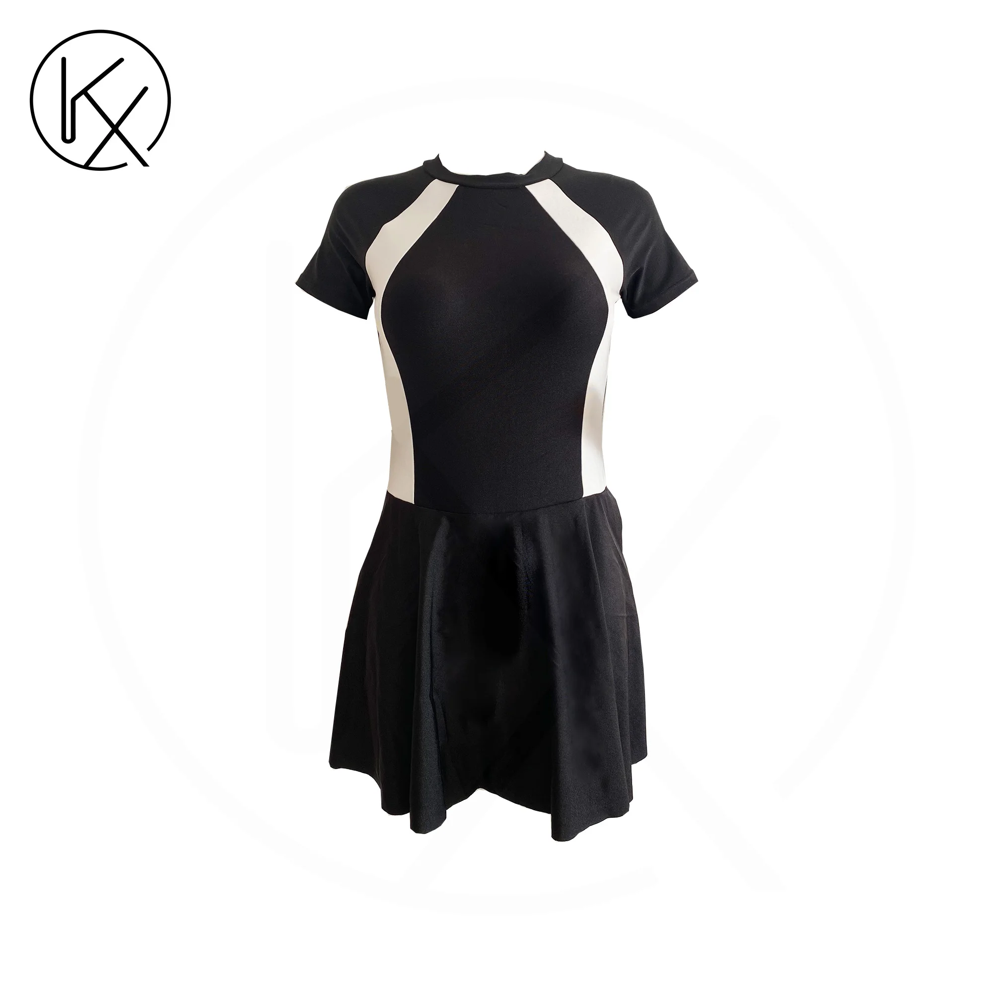 kaixiggmm Women's swimsuit, swim pants skirt, one-piece swimsuit, black and white splicing, hot spring bath one-piece swimsuit