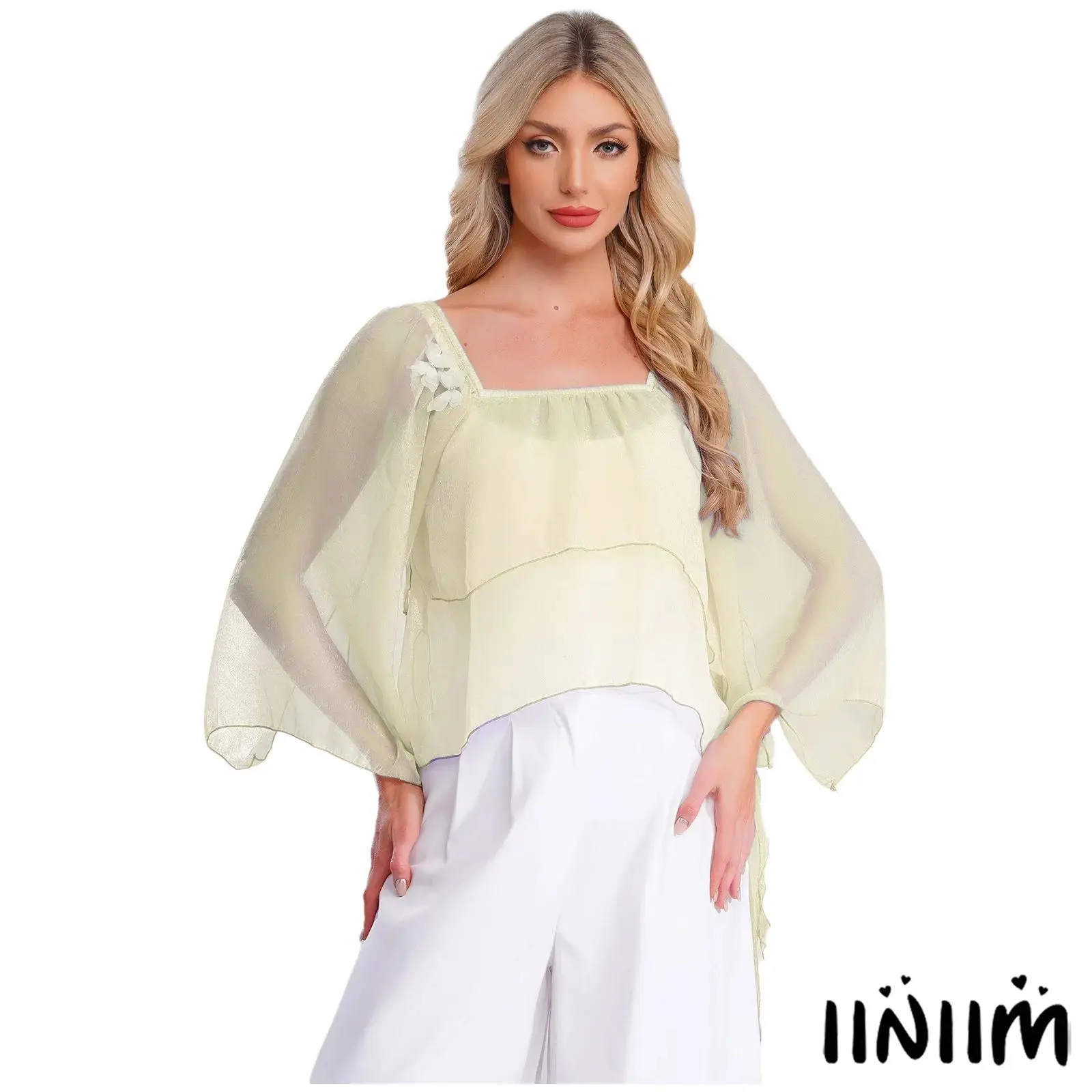 

Womens Traditional Oriental Dance Blouse with Slit Sleeves Embroidered Details Lyrical Modern Classical Dance Performance Wear