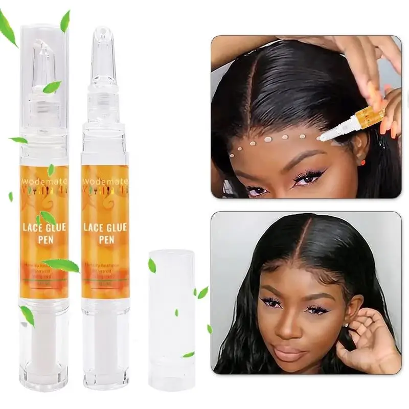 pegamento para pelucas Pluma adhesiva para peluca, pegamento de encaje resistente al agua, Pluma de sujeción fuerte, pegamento Invisible para el cabello para tupé, sistema de cabello, venta al por mayor