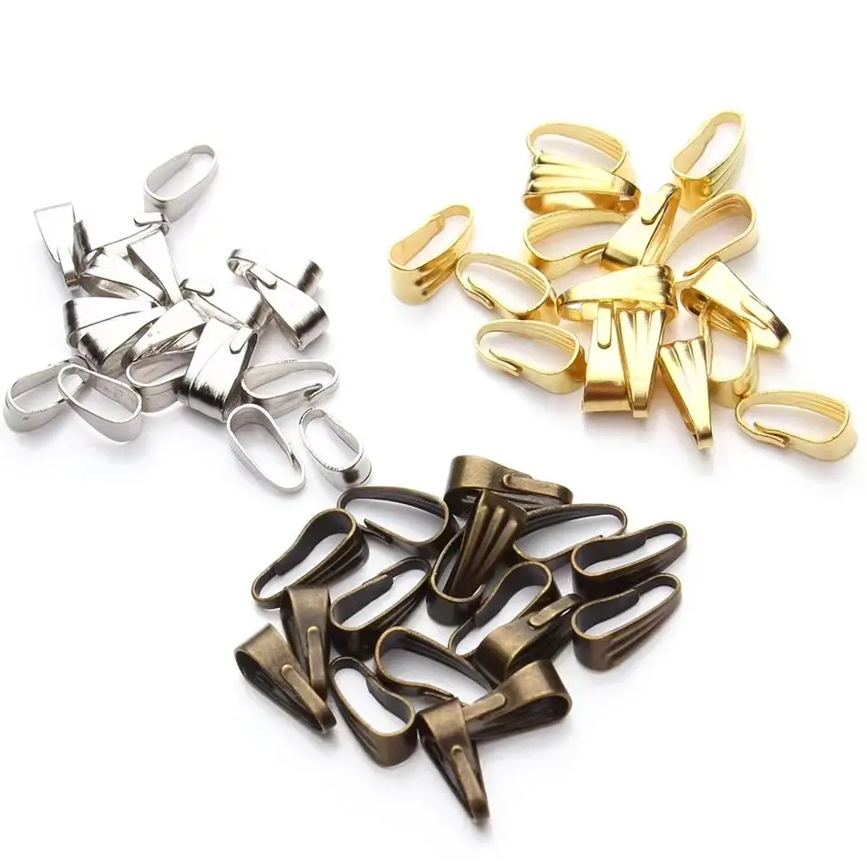 200pcs/lot Iron Pendant Clip Clasps 2x6mm/4x8mm Charm Connectors Clip Pinch Bails For DIY Jewelry Making Necklace Accessories