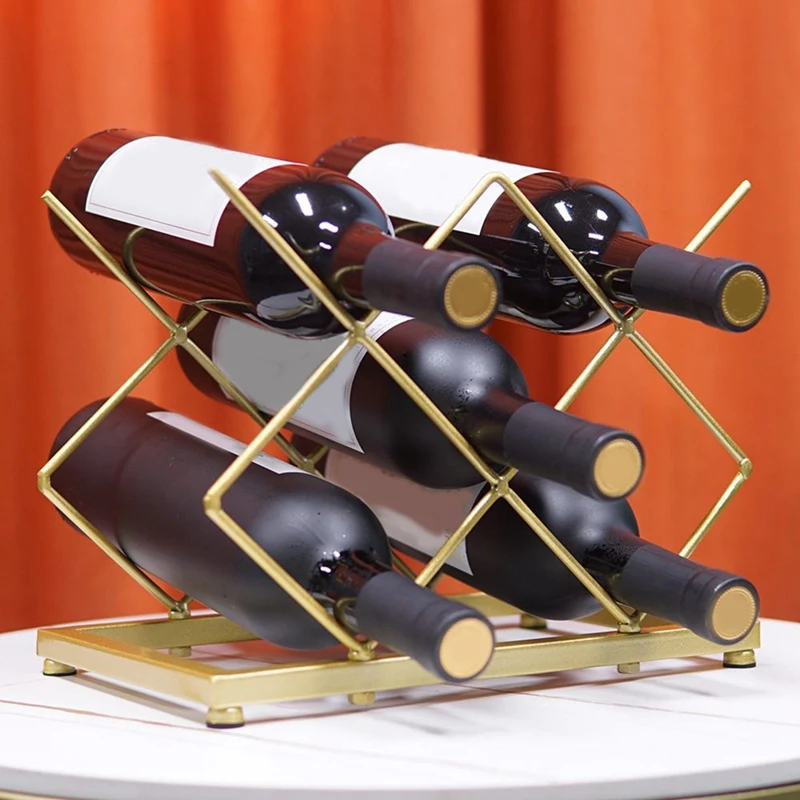 

1 PCS Wrought Iron Gold Wine Rack Home Wine Storage Rack Wine Rack Home Wine Rack Ornaments