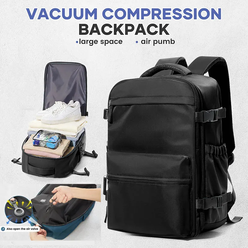 Vacuum Backpack Travel Bag for Men Large Capacity Backpack Business Laptop Backpack Women Men Expandable Backpack School Bag