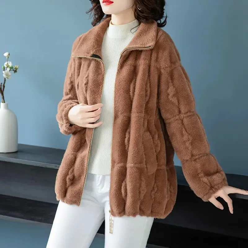 

Top Loose Double-Sided Thick Coats Fashion Overcoat Outwear Female Autumn Winter Coat Women New Mink Velvet Short Jacket