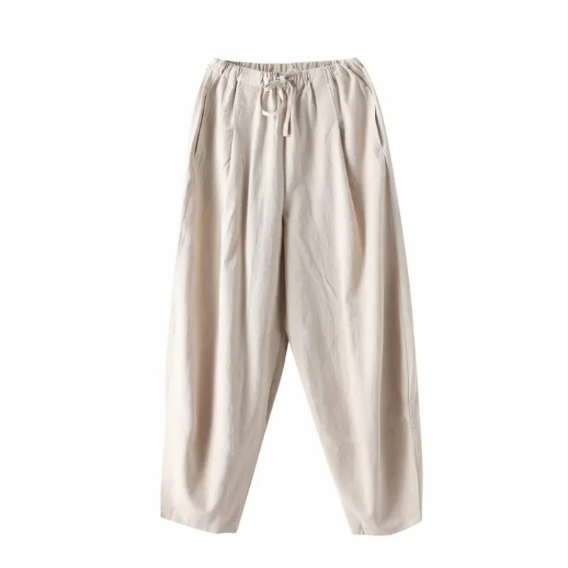 Pantalones Harem informales de talla grande para hombre, pantalones holgados de algodón y lino, pantalones vintage Harajuku para hombre, pantalón táctico hombre y2k yoga
