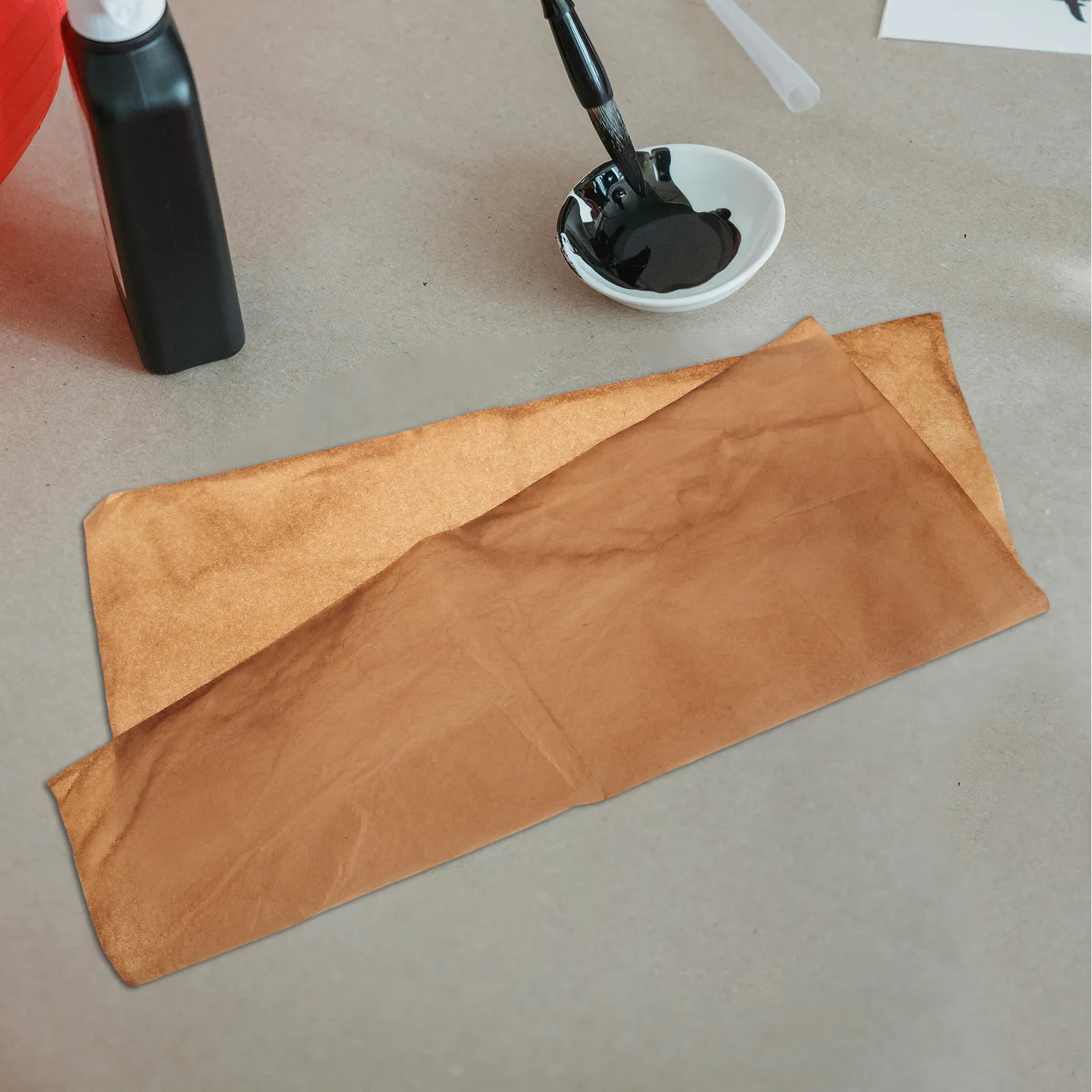 50Pcs Ancient Craft Semi-Raw Xuan Paper Handmade Rice Paper for Chinese Calligraphy Painting Practice Retro