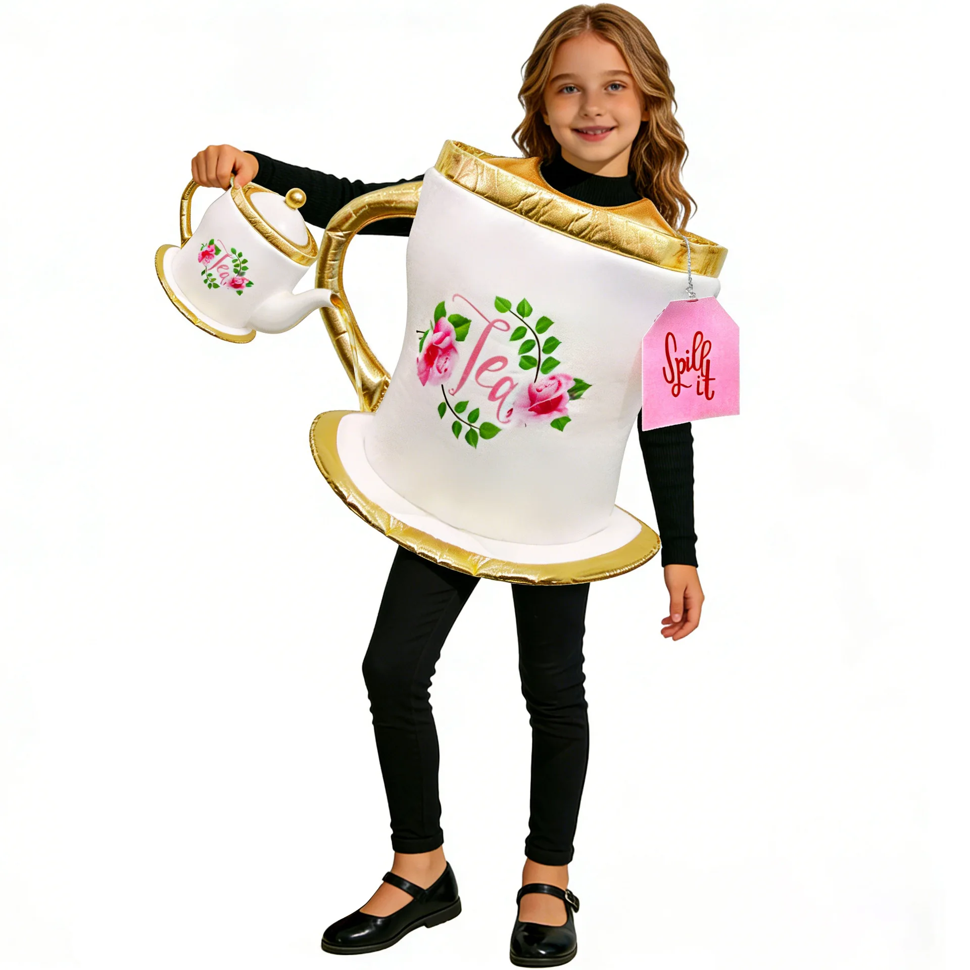 Kids Teacup Cosplay Costume Food Shape Outfit Kindergarten Party Stage Performance Halloween Fancy Dress